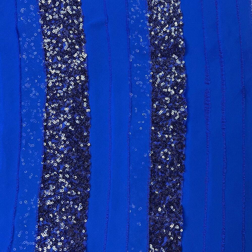 Aidan Mattox Royal Blue Tiered Sequined Blouson Cocktail Party Dress Size 12 - Picture 11 of 16